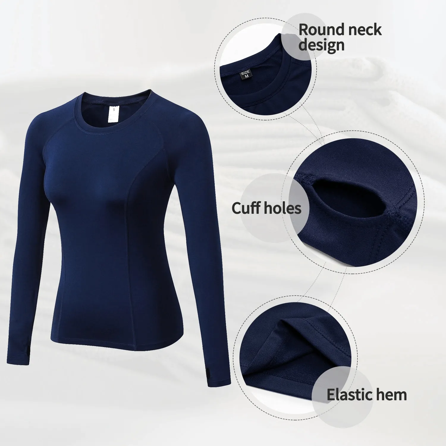 Thumb Hole Design Running Warm Top / Compression Women's Fitness Clothes - SF0057