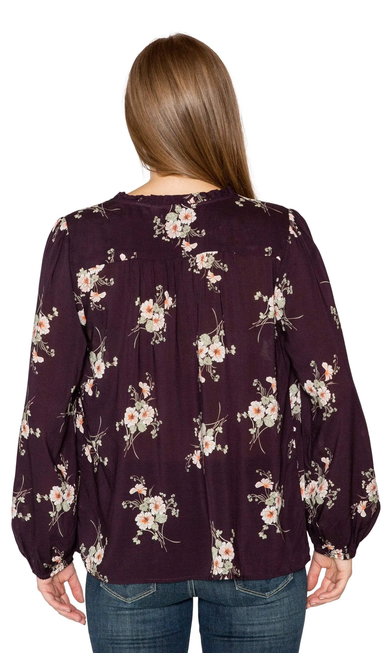 Velvet by Graham & Spencer Adanya Floral Printed Challis Peasant Top