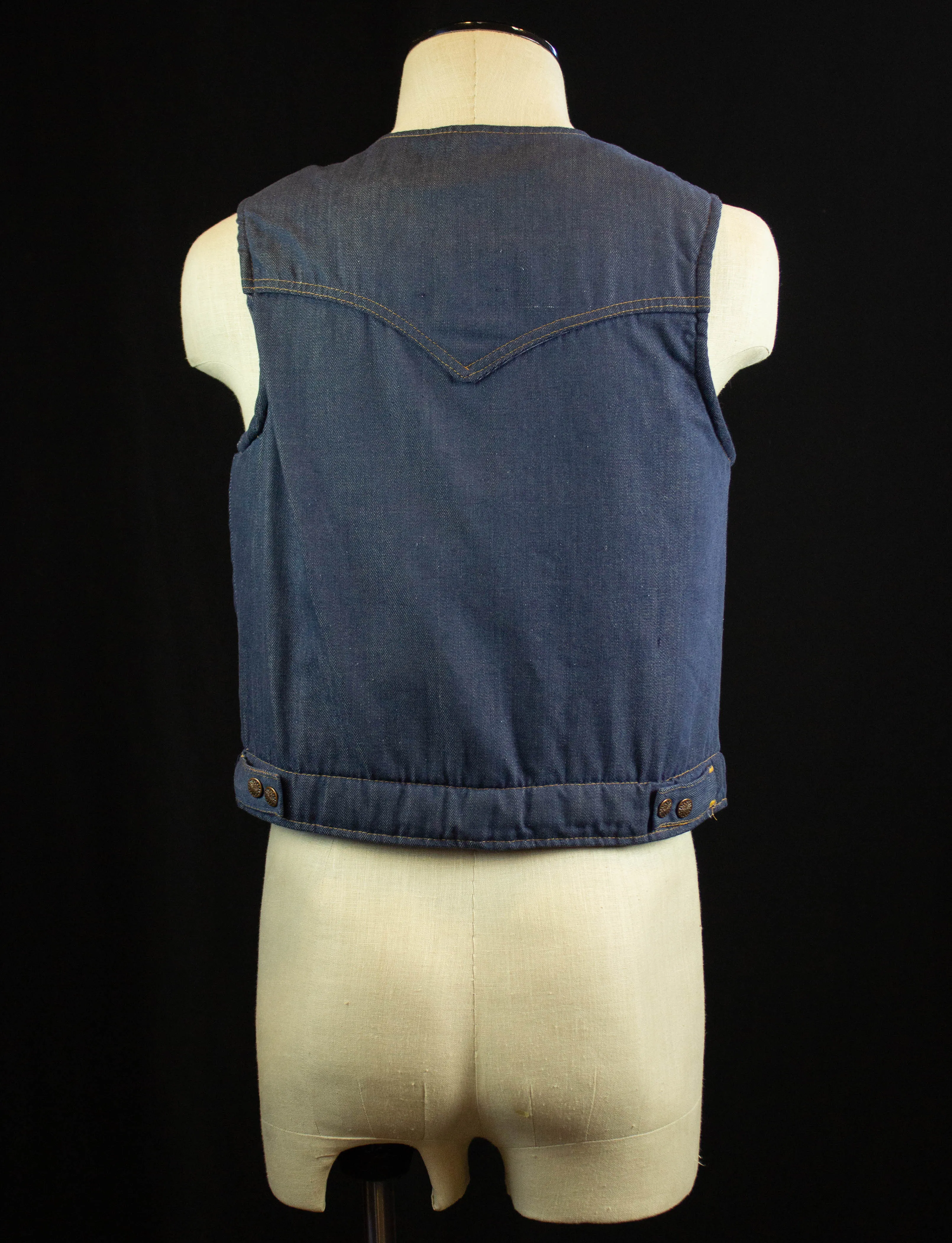 Vintage Weather Jack Sportswear Sherpa Lined Denim Vest 70s Blue Medium