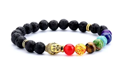 Yoga Volcanic Rock Buddha 7-Chakra Spiritual Bracelet