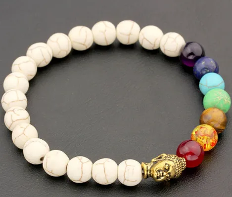 Yoga Volcanic Rock Buddha 7-Chakra Spiritual Bracelet